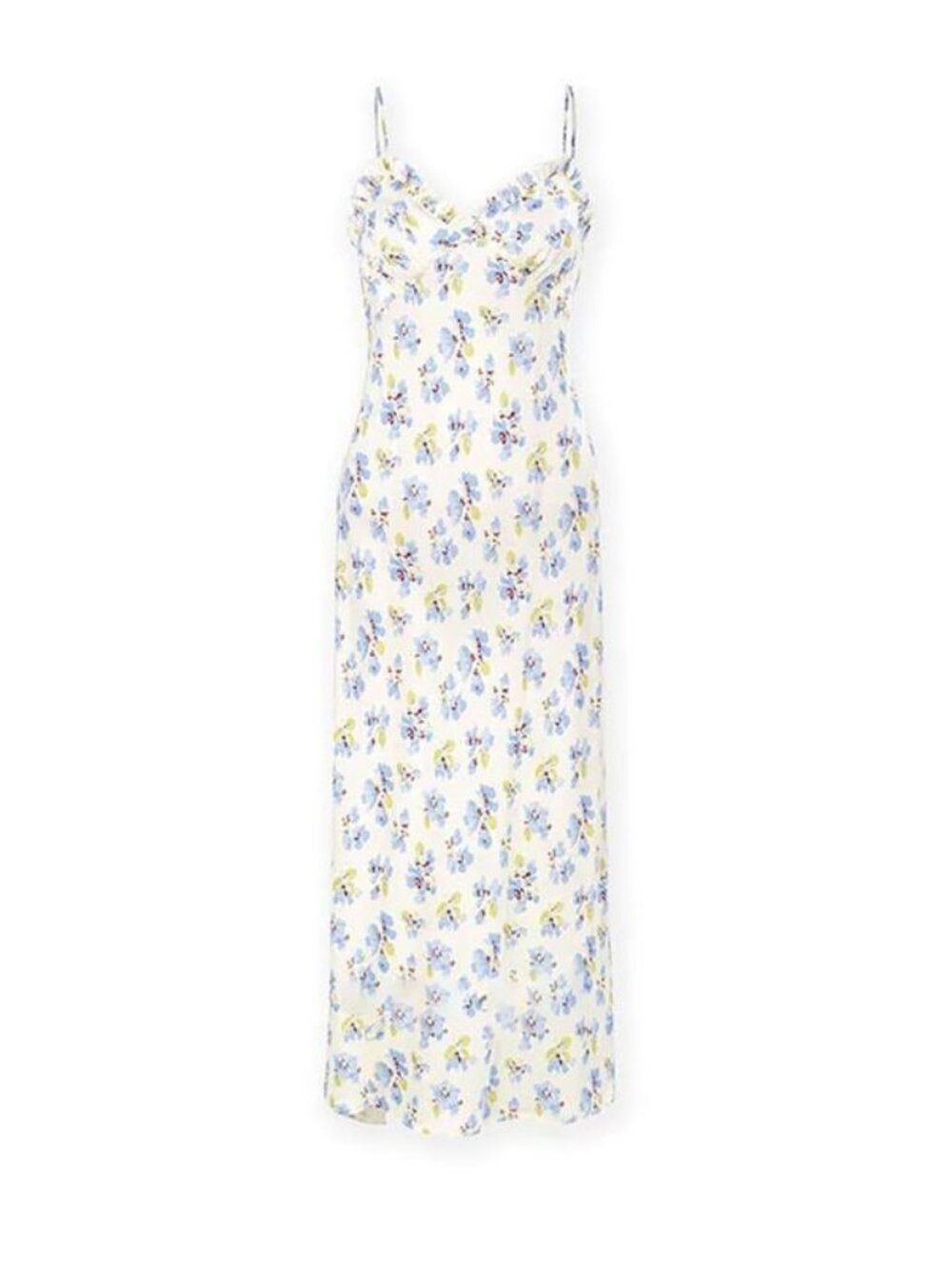 Doen NWOT Sandia Floral Ruffle Silk Blend Twill Midi Dress 2 - Picture 1 of 9